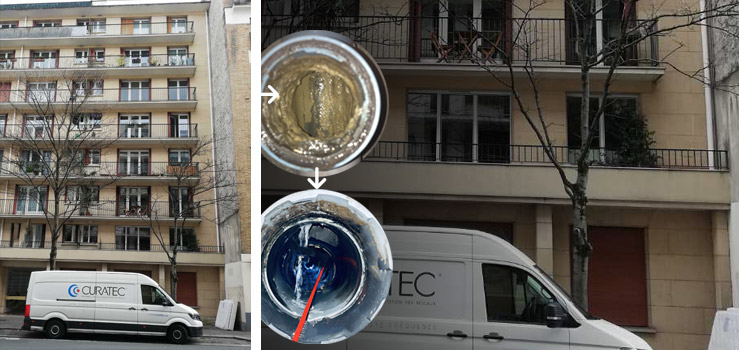Curage et dtartrage de canalisations dans un immeuble <br> de 120 logements  Paris